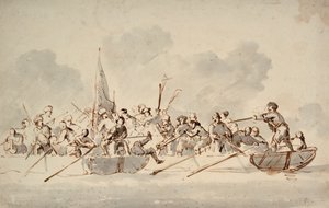 A fight in boats with Barbary pirates