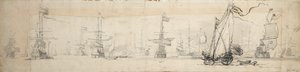 A states yacht under sail and ships at anchor, c.1665