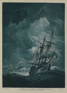 A Ship Scudding in a Gale by Willem van de the Elder Velde