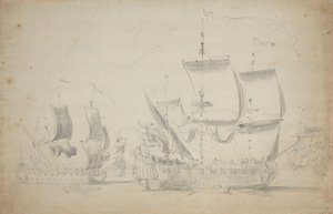 An English two-decker under easy sail, c.1675
