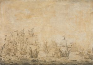Battle between the Dutch and Swedish Fleets by Willem van de the Elder Velde