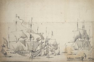 Dutch Fighting Ships Drying Sails, c.1658