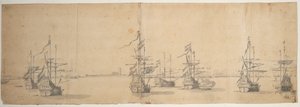 Dutch Ships at Anchor Off a Low Shore, c.1658