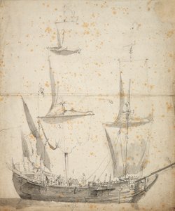 Portrait of a Small Dutch Merchant Ship, c.1665 by Willem van de the Elder Velde