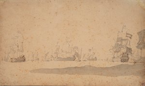 The Dutch fleet lying-to, probably in May 1672, c.1672 by Willem van de the Elder Velde