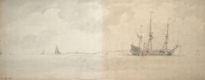 A Dutch man-of-war at anchor, c.1666 by Willem van de Velde the Younger