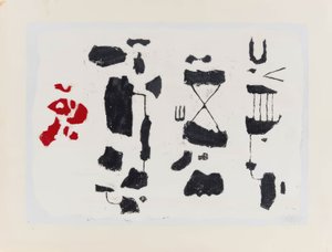 Black Signs - Black Figures with Red Form by Willi Baumeister