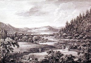 A View from Ulswater toward Pooley Bridge, engraved by Chatelin and Canot by William (after) Bellers