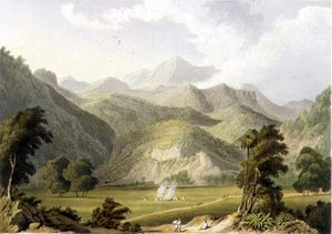 Approach to the Bore Ghaut, from a Painting by Lt. Col. Johnson, Engraved by T. Fielding and Coloured by J.B. Hogarth by William (after) Westall