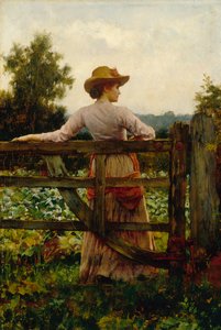 The Trysting Place, Woman Leaning on Gate