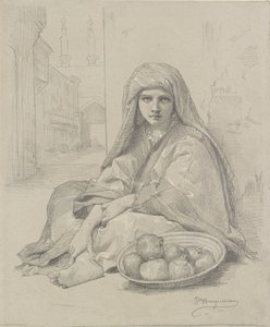 North African Girl Selling Pomegranates by William Adolphe Bouguereau
