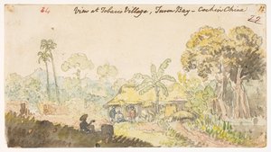 View at Tobacco Village, Turon Bay - Cochin China, from an Album of 372 drawings of landscapes, coastlines, costumes and everyday life made during Lord Macartney