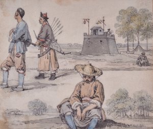 Chinese Figures (One an Archer)