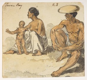 Man, woman and child of Turon Bay, from an Album of 372 drawings of landscapes, coastlines, costumes and everyday life made during Lord Macartney