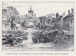 Market-Place, and Entrance to the Castle Grounds, Bishop Auckland