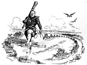 The Big Stick in the Caribbean Sea. Caricature on Theodore Roosevelt, 1904