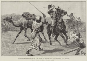 Encounter between Lieutenant J R Beech, 21st Hussars, and Two Dervishes, near Suakin by William Barnes Wollen