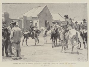 Outside the Jail at Pretoria Immediately After the Arrival of Jameson and His Officers by William Barnes Wollen
