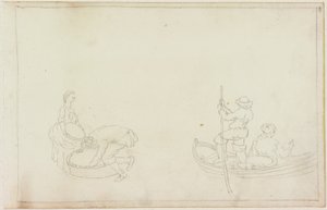 Two Bargemen, and Man and Woman with Basket by William Beilby