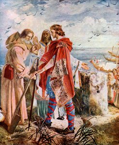 Egfrith offering the Bishopric of Hexham to Cuthbert, 678 by William Bell Scott