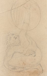 A Crouching Figure Holding a Shield by William Blake