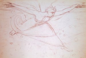 Angel walking, drawing by William Blake