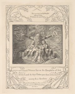Book of Job, Plate 20, Job and His Daughters by William Blake