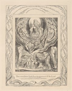 Book of Job, Plate 5, Satan Going Forth from the Presence of the Lord and Job