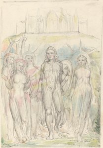 Christian with the Shield of Faith, Taking Leave of His Companions by William Blake