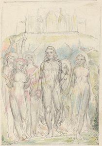 Christian with the Shield of Faith, Taking Leave of His Companions by William Blake