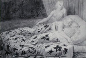 Har and Heva Asleep with Mnetha Guarding Them, illustration from 
