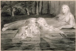 Har and Heva Bathing, Mnetha Looking On, c.1785-89 by William Blake