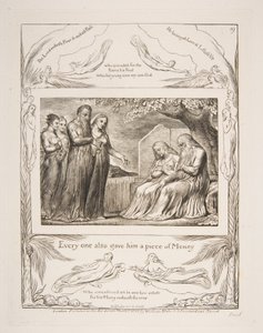 Job Accepting Charity, from Illustrations of the Book of Job by William Blake