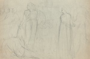 Sketch of a Swordsman Standing Over His Defeated Opponent by William Blake