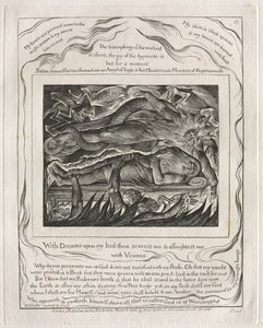 The Book of Job: Pl. 11, With Dreams upon my bed thou scarest me and affrightest me with Visions by William Blake