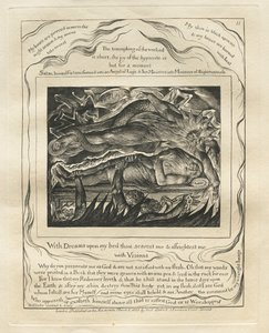 The Book of Job: Pl. 11, With Dreams upon my bed thou scarest me and affrightest me, with Visions by William Blake