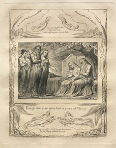 The Book of Job: Pl. 19, Every one also gave him a piece of Money by William Blake