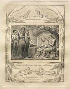 The Book of Job: Pl. 19, Every one also gave him a piece of Money by William Blake