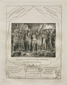 The Book of Job: Pl. 21, So the Lord blessed the latter end of Job more than the beginning by William Blake