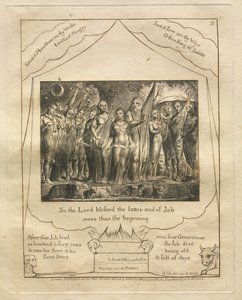 The Book of Job: Pl. 21, So the Lord blessed the latter end of Job more than the beginning by William Blake