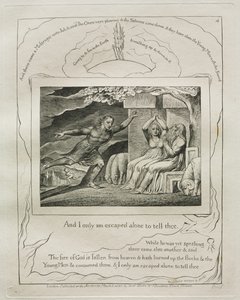 The Book of Job: Pl. 4, And I only am escaped alone to tell thee by William Blake