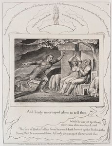 The Book of Job: Pl. 4, and I only am escaped alone to tell thee by William Blake