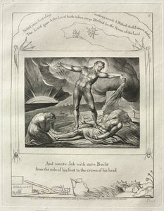 The Book of Job: Pl. 6, And Smote Job with Sore Boils from the Sole of His Foot by William Blake