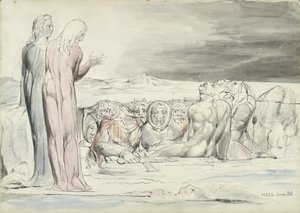The Circle of Traitors: Alberti Brothers, illustration to the Divine Comedy by Dante Alighieri, 1824-27 by William Blake