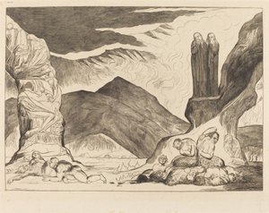 The Circle of the Falsifiers; Dante and Virgil Covering their Noses because of the Stench