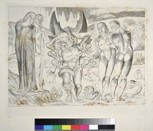 The Circle of the Thieves: Agnolo Brunelleschi Attacked by a Six-Footed Serpent. Inferno, Canto XXV, illustration to the Divine Comedy by Dante Alighieri