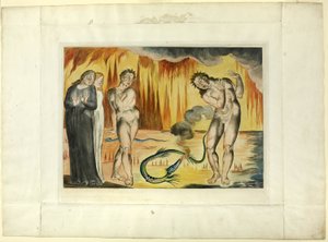 The Circle of the Thieves; Buoso Donati Attacked by the Serpent. Inferno, Canto XXV