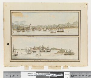Batavia and Onrust in Batavia Bay by William Bradley