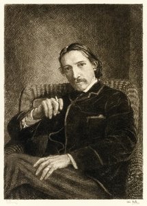 Robert Louis Stevenson (1850-1894) British author best known for his bestselling books Treasure Island, Kidnapped and the Strange Case of Dr Jekyll and Mr Hyde. Illustration by William Brassey Hole