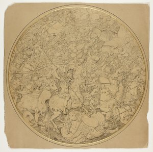 Ceremonial Shield with Stories of Marcus Curtius and Mutius Scaevola by William Burgess